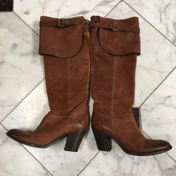 Sartore Shoes - Sartore Brown Distressed Leather Thigh High Boots